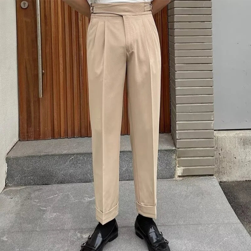 Pantalon ANATOLE homme beige, look chic et décontracté, coupe droite fluide