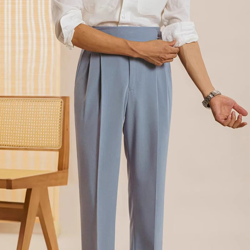 Pantalon ANATOLE homme bleu clair, Élégance estivale, coupe droite raffinée