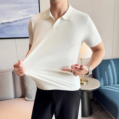 Polo blanc old money homme manches courtes coton polyester