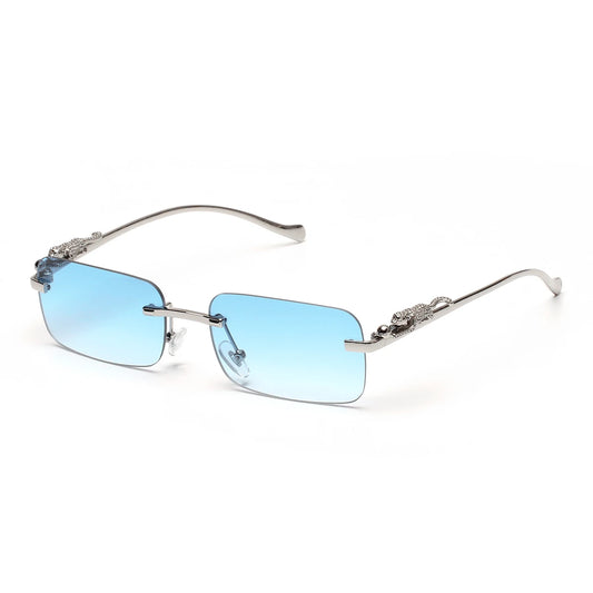 Lunettes SOLEMAR, monture en métal argenté avec verres bleus, style unisexe, tendance, lunettes de soleil fashion
