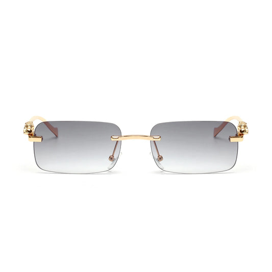 Lunettes SOLEMAR en métal doré, verres fumés, lunettes de soleil unisexe vue de face, chic avec protection contre les UV