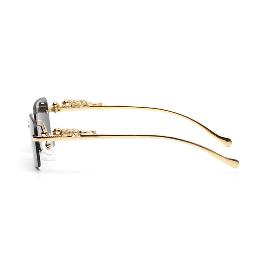 Lunettes SOLEMAR vue de profil, avec monture dorée et verres noires, élégance intemporelle pour lunettes de soleil unisexe