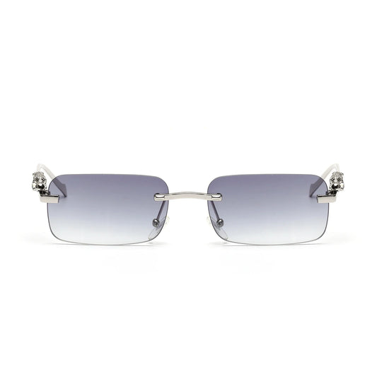 Lunettes de soleil SOLEMAR design sophistiqué, monture argentée, verres fumés, protection UV pour un look contemporain