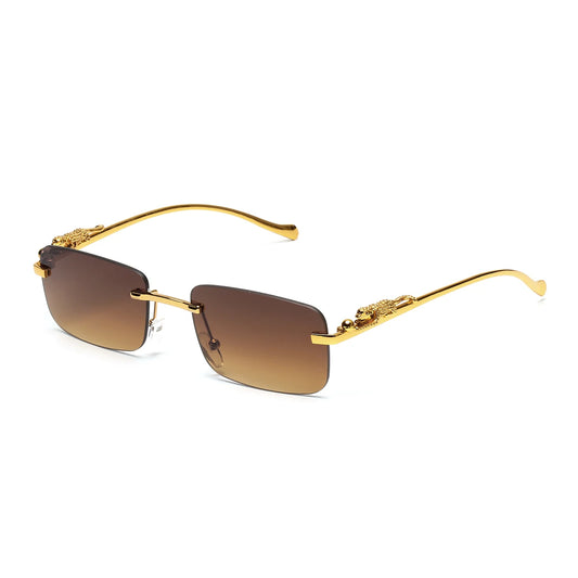 Lunettes SOLEMAR dorées, lunettes de soleil avec verres fumés marrons et monture en métal, design élégant et moderne