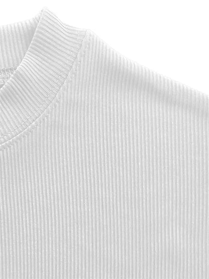 T-shirt blanc style old money slim col montant homme zoom matière